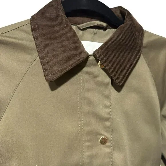 H&M Olive army Green oversized barn jacket corduroy collar - Picture 5 of 10